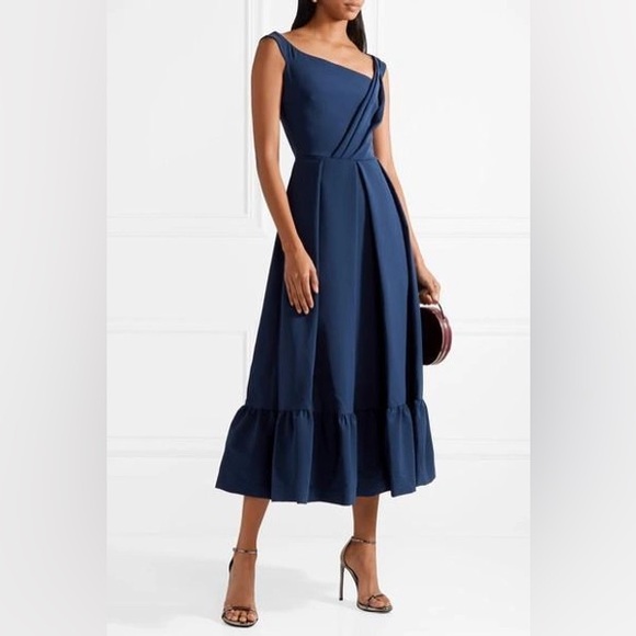 Preen by Thornton Bregazzi Palmer Pleated Stretch-Crepe Midi Dress - Picture 1 of 11